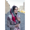 Велика бордова кашемірова хустка косинка в клітину CASHMERE